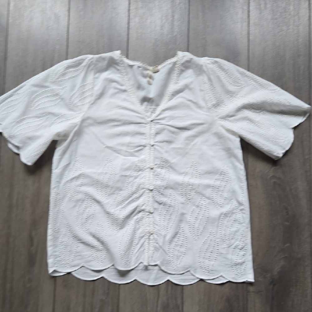 White Embroidered Women's Top